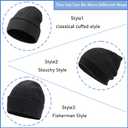 7 x Rosoz Beanie for Men Women Winter Hats Reversible Soft Warm Cuffed Beanie Knitted Skull Cap Unisex (Black/Dark Grey)