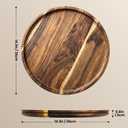 14.1" Round Wooden Serving Tray Large Wood Decor Tray Coffee Table Living Room Kitchen Counter Ottoman Tray Circle Candle Holder Decorative Trays
