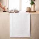 D'Moksha Homes Linen White Table Runner 90 Inches Long - Classic Hemstitch 100% Pure Linen White Dining Table Runner 14 x 90 Inch for Summer, Fall and Halloween