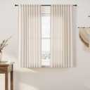 Linen Curtains 45 Inch Length for Kitchen Back Tab Rod Pocket Semi Sheer Light Filtering Short Mini Curtain Boho Modern Farmhouse Drapes for Bath Room Cafe Solid Living Room 52Wx45L Linen 2 Panels