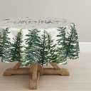 Horaldaily Christmas Tablecloth 7070 Inch Round, Winter Snow Trees White Washable Table Cover for Party Picnic Dinner Decor (Beige)