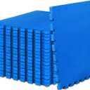 ProsourceFit Extra Thick Puzzle Exercise Mat 1", EVA Foam Interlocking Tiles for Protective, Cushioned Workout Flooring for Home and Gym Equipment, Blue 3-pack