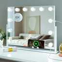 Kottova Vanity Mirror with Lights, LED Makeup Mirror, Lighted Makeup Mirror with 10X Zoom Mirror, Smart Touch 3 Colors Dimmable,360 Rotation,Suitable for Vanity Desk & Tabletop, White(19.6"x15.7")