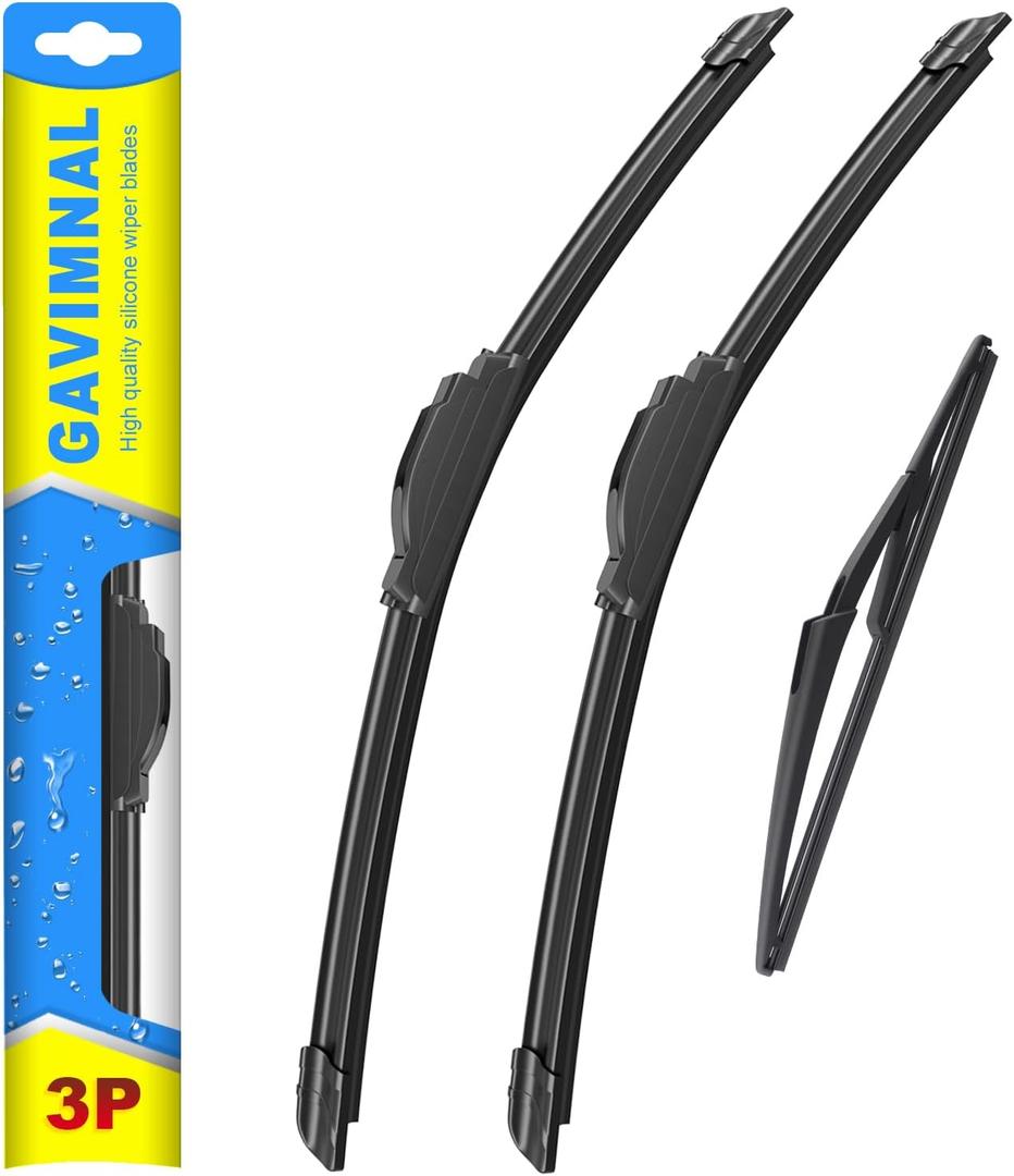 Gavimnal 26"+14"+12" Silicone Wiper Blades Replacement For Nissan Rogue 2008-2013 All-Season Front Rear Windshield Wiper Blades(Set of 3)