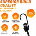 Black Bungee Cords with Hooks 24 inch - Bungie Cords Heavy Duty Outdoor 4 Piece Set UV Resistant