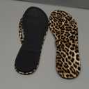 OYOANGLE Women's Leopard Print Flip Flop Sandals Rhinestone Heart Decor Vacation Casual Thong Sandal (10.5, Brown and Black)