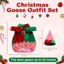 Christmas Elf Porch Goose Outfits Red Green Costume for 23" Cement Statue Winter Clothes outdoor Lawn Garden Decoration
