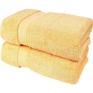 GLAMBURG 700 GSM Premium Cotton 2-Pack Oversized Extra Large Bath Sheet Set - 100% Combed Cotton - 2 Bath Sheets 35x70 - Luxury Hotel & Spa Quality - Durable Ultra Soft Highly Absorbent - Yellow