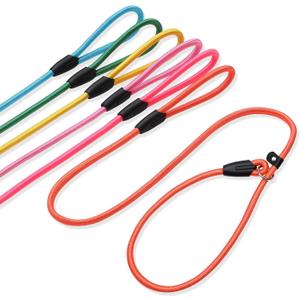 6-Piece Premium No-Pull Dog Slip Leads 4.6ft Adjustable, Pastel Hues (Yellow/Pink/Green/Lt Pink/Blue/Orange) - Easy On/Off, No Collar Needed, Vibrant for Small/Medium Dogs (Walking/Training)