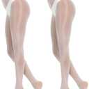 MANZI Shiny Pantyhose for Women 2 Pairs Shimmer Sheer Tights Ultra Silky (Small-Medium, White)