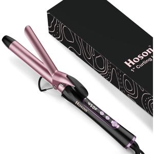 1 Inch Curling Iron, Dual Voltage Hair Curling Iron Heat up to 450F, Professiona Curling Wand Ceramic Tourmaline(Rose Gold)