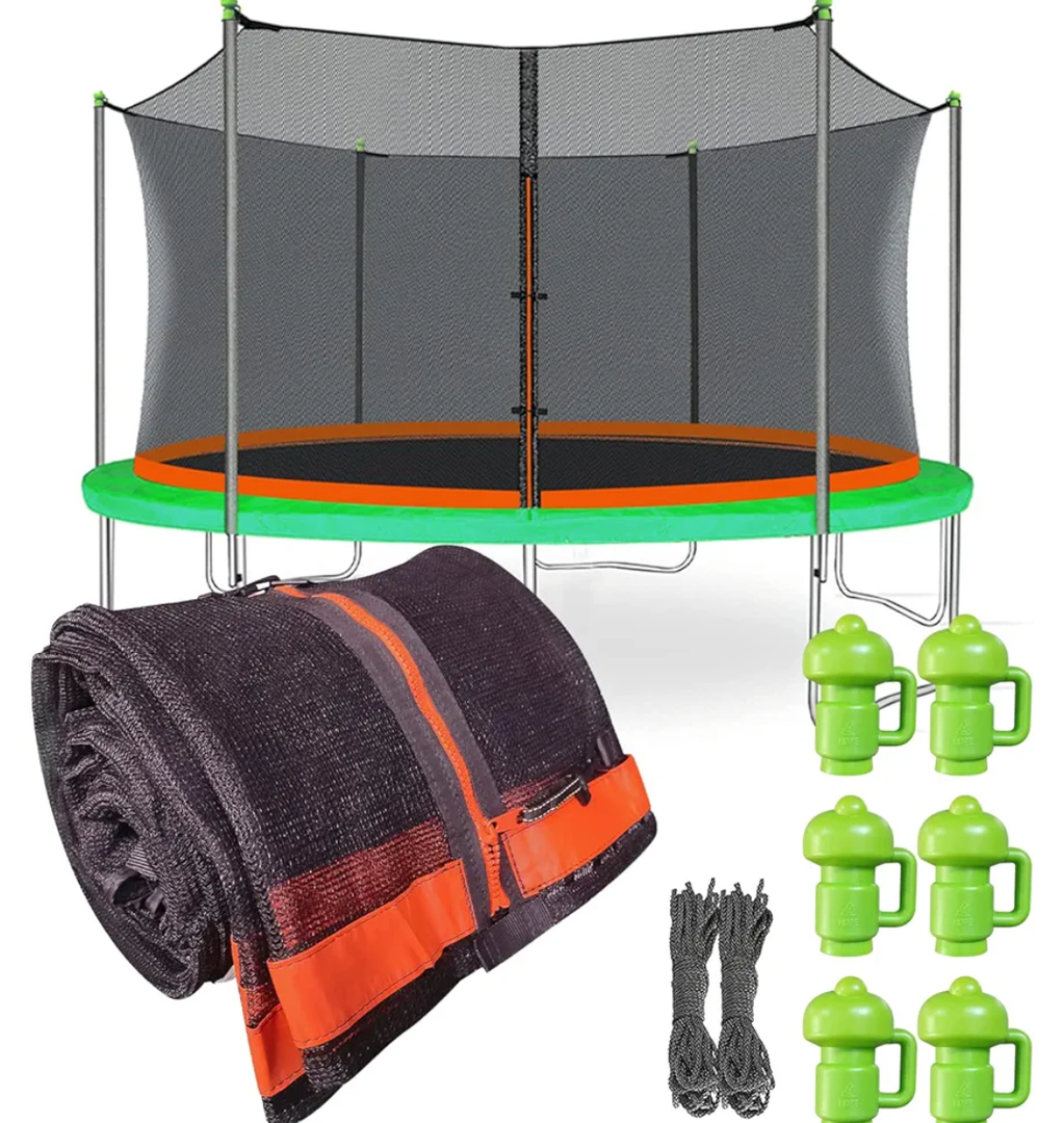 Jump Tastic Trampoline Net Replacement with 6 PoleCaps, 14 ft Round Safety Trampoline Net, UV-Resistant, Weather-Resistant, Breathable, Durable (Not Include Poles)