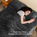 BEDELITE Flannel Sheets Queen Size Dark Grey - Super Soft Fleece Sheets Set Fluffy Extra Plush, 4 Piece(Include Fitted Sheet, Flat Sheet, 2 Pillowcases)