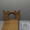 LUCKITTY Cat Bed with Ears - Handwoven Rattan Cat Cave House for Indoor Kittens, Foldable Hideaway with 2 Removable Cushions, 16.5x16.5x13.2 Inch Natural Pet Cube for Living Room/Bedroom Natural