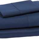 Amazon Basics Lightweight Super Soft Easy Care Wrinkle Free Microfiber 3 Piece Bed Sheet Set with 14-Inch Deep Pockets, Twin, Navy Blue, Solid, Kids, Men & Women Bedding