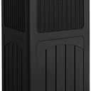 Devoko 33 Gallon Outdoor Trash Can with Dual Lid, Heavy Duty Waterproof Resin Garbage Bins Outside, Hideaway Waste Bins for Patio, Outside Pool, Backyard and Deck (1, Black)