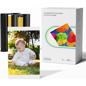 Compatible with Liene Amber M100/M110 4x6" 80 Photo Paper & 2 Ink Cartridge