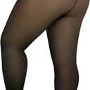 Plus Size Fleece Lined Tights Women, 300g Warm Pantyhose Leggings, Fake Translucent Thermal Tights Winter, 5-6XL