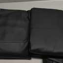 PIC AUTO Leather Car Seat Covers, Premium Automotive Waterproof Two Front Bucket Seat Protectors, Black and Black PVC Patchwork, Fits Cars, Trucks, Vans, SUVs, Airbag Compatible