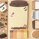 B1ykin Cute Sticky Notes Set - I Just Really Like Coffee Self-Stick Notes Pad, 550 Sheets Writing Memo Pages Sticky Notepad for Teacher Appreciation Gifts, School Office Party Favors Supplies (Coffee)