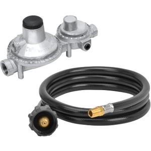 only fire Vertical Two Stage Propane Regulator with 5 Ft Propane Hose, QCC/Type 11/4" Male NPT