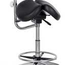 Round Rolling Stool&Split Seats and Footrest Dental Chair with Rotatable Armrests for Dentist Office Shop Home