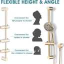Hand Shower with Slide Bar, High Pressure 10 Setting Handheld Shower Head, Adjustable Height 24" Slide Bar, Wall Supply Elbow and 6.6ft Extra Long Shower Hose - Gold