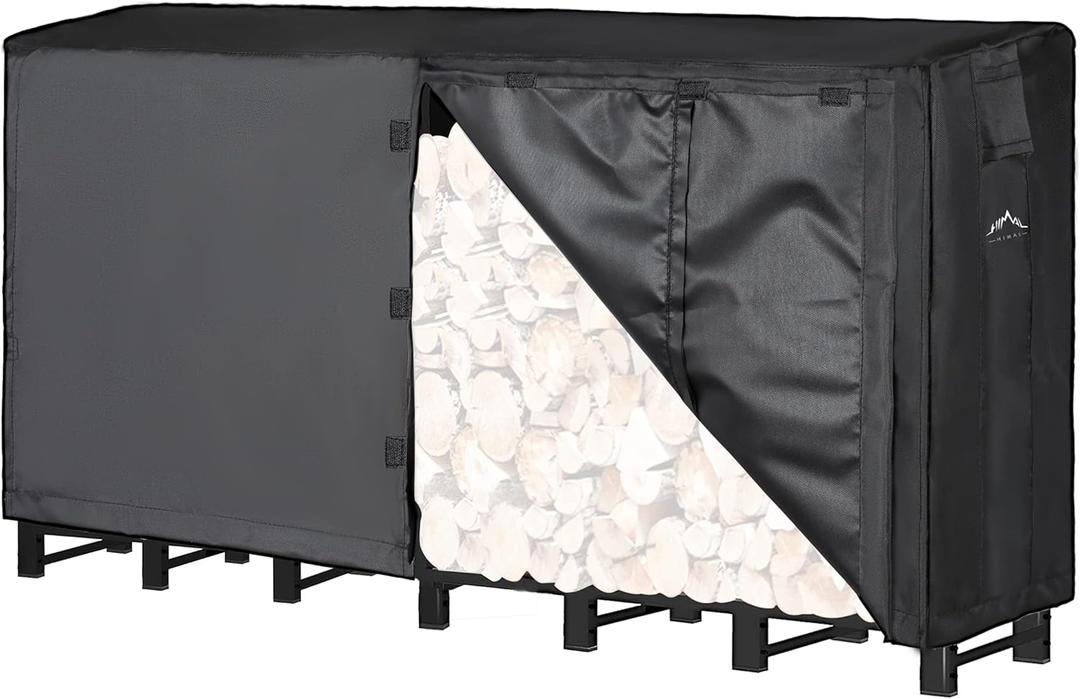 Himal 8ft Waterproof Firewood Cover, Heavy Duty 600D Oxford Outdoor Storage Wood Rack Cover with Buckle (Log Rack not Included)