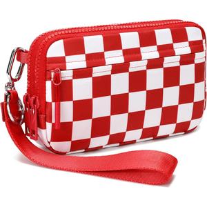 Wristlet wallets for women Nylon Quilted Wallet with 4 Zippers,Travel Credit Card,Holder Cell Phone Organizer