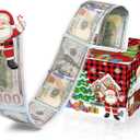 Christmas Money Box for Cash Gift Pull Surprise Christmas Money Holders Cash Gift Boxes Fun DIY Xmas Cash Holders Uniqu Money Ideas for Family Friends Kids Adults Men Women(Red and Black Plaid)