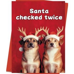 OJsensai Dog Christmas Card, Humorous Christmas Card Gifts for Dog Lovers Family and Friends, Funny Xmas Cards for Women Men