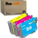 Run Star 3 Pack Remanufactured for 69 T069 Ink Cartridge for Epson 69 T069 for Stylus CX5000 CX9400 CX8400 CX6000 CX7400 NX110 NX300 NX400 NX410 NX415 Workforce 30 610 Printer (Cyan/Magenta/Yellow)