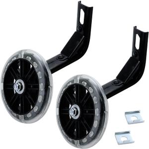 Pair of Bicycle Auxiliary Wheel Children's Bicycles Accessories For 12" 14" 16",Flash Training Wheels (Black)