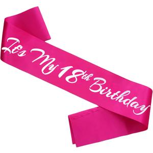 It's My 18th Birthday Sash, Hot Pink Birthday Sash for 18th Bday Party Supplies, Gifts for Girls Bday Party Favors