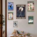 LIUAXICIA Tin Sign Bar Hippie Stay Wild Flower Child for Living Room Bedroom and Office Home Kitchen 8x12inch