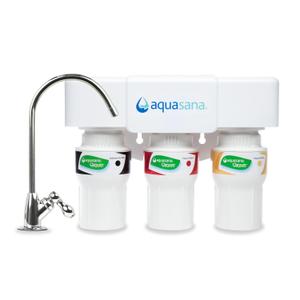 Aquasana Under Sink Water Filter System - Reduces PFAS, Lead, & Chlorine in Drinking Water - Under Counter Claryum Filtration for Kitchen - 3-Stage - Chrome Faucet - AQ-5300.56