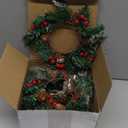 Jexine 8 Pieces Mini Christmas Wreaths for Kitchen Cabinet Small Christmas Candle Rings Wreaths Pillars Candle Rings Table Centerpieces Hanging Garlands for Front Door Window Decor (No Red Ribbon)