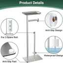 Toilet Paper Holder Stand with Top Storage Shelf, Free Standing Toilet Roll Dispenser for Bathroom, Holds 4 Reserve Rolls