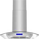 COSMO COS-668ICS750 30 in. Lumin Collection 380 CFM Ducted Island Range Hood, Soft Touch Controls, LED Lights, Stainless Steel