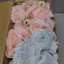 Geosar 16 Bundles Artificial Peonies Flowers Fake Silk Peony Bouquet Faux Peonies Flowers Bulk for Decoration Vase Floral Arrangements Wedding Party Table (Light Pink,Light Blue)