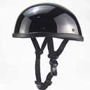 German Style Open Face Road Riding Beanie Helmet Low Profile Chopper Motorcycle Half Helmet - Small and Light Summer DOT Approved Cool Skull Cap for Adult Men and Wome -Bright Black-L