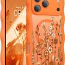 GUAGUA for iPhone 17 Pro Max Case, Magnetic Cases Cute Flower Pattern Wavy Edge Full Camera Protection Anti-Slip Bumper Women Girls Boys Slim Phone Case for iPhone 17 Pro Max 6.9'', Cosmic Orange