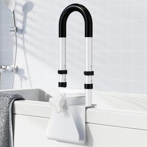 FSA/HSA Eligible Adjustable Bathtub Safety Rail: Shower Grab Bar Handle for Seniors, Elderly, and Disabled, 1418 Inch Height Range, Bathroom Safety Bars with Non-Slip Grip, Supports 300 lbs
