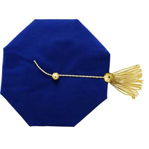 MyGradDay Doctoral Graduation Tam 8 Sides Doctorate Cap PhD Blue/Black Velvet with Gold Bullion Tassel (Blue)