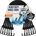 6 Piece Strong Bungee Cords with Hooks 36 Inch - Heavy Duty Outdoor Black Bungy Straps with Metal Hooks - 3ftt Bungie Chords Set UV & Weather Resistant