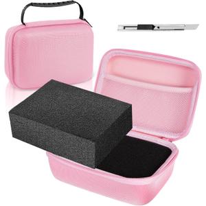 EVA Hard Case with Customizable Foam 7.1 x 4.7 x 3.1 Inch Protective EVA Carrying Case Shockproof Outdoor for Camera, Digital Products, Electronic Instruments with Knife, Pink