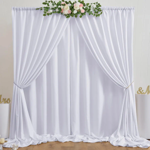 20ft x 10ft White Backdrop Curtain Panels for Parties, Thick Wrinkle Resistant 4 Panels Polyester Wedding Backdrop Drapes for Party Birthday Backdrop Photography Home Decorations
