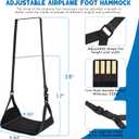 2 x Airplane Foot Hammock for Plane Travel, Heavy-Duty Adjustable Foot Rest with Reinforced Metal Buckles, Ergonomic Bamboo Foot Hammock with Eye Mask & Neck Pillow, Portable Airplane Travel Essentials (Black-3pack)