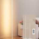 EDISHINE Corner LED Floor Lamp, 57.5" Dimmable Corner Light with Remote, 3 Color Temperature 3000K-4500K-6000K, Minimalist Floor Lamp for Bedroom, Living Room, Office, White