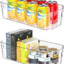 Clear Fridge Organizer, Refrigerator Organizer Bins with Handle, Freezer, Kitchen Cabinet, Pantry Organization, BPA Free Fridge Organizers (12.4 inch 2 Pack)